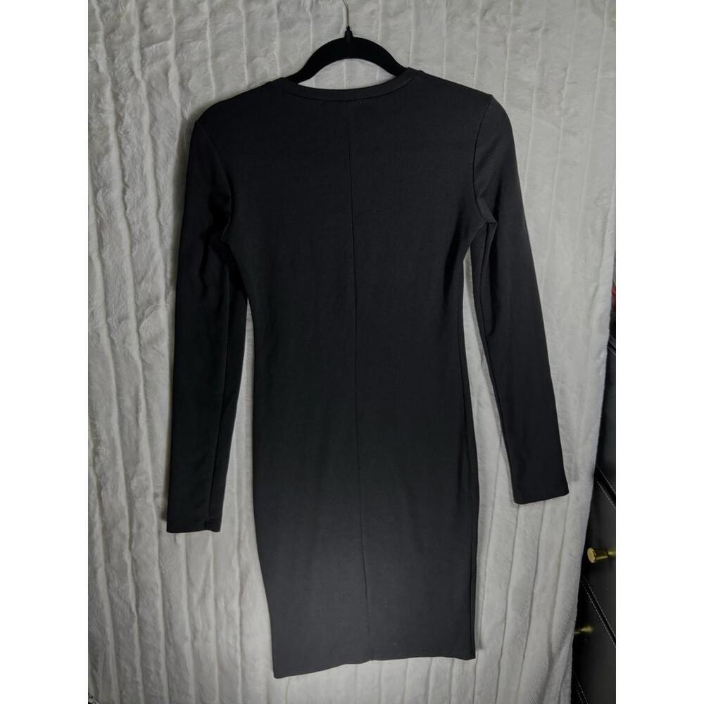 ZARA TRAFALUC Black Bodycon Midi Long Sleeve Dress Basic Classic Sleek Small - Picture 5 of 6
